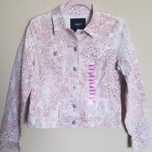 Orange and Brown Snake Print Denim Jacket